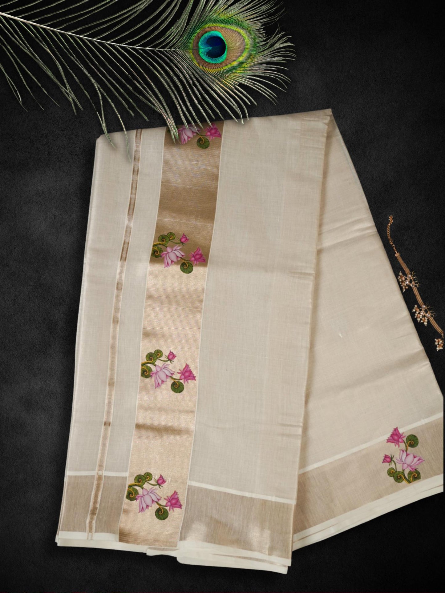 Tissue kasavu saree with floral design(SAR-241)