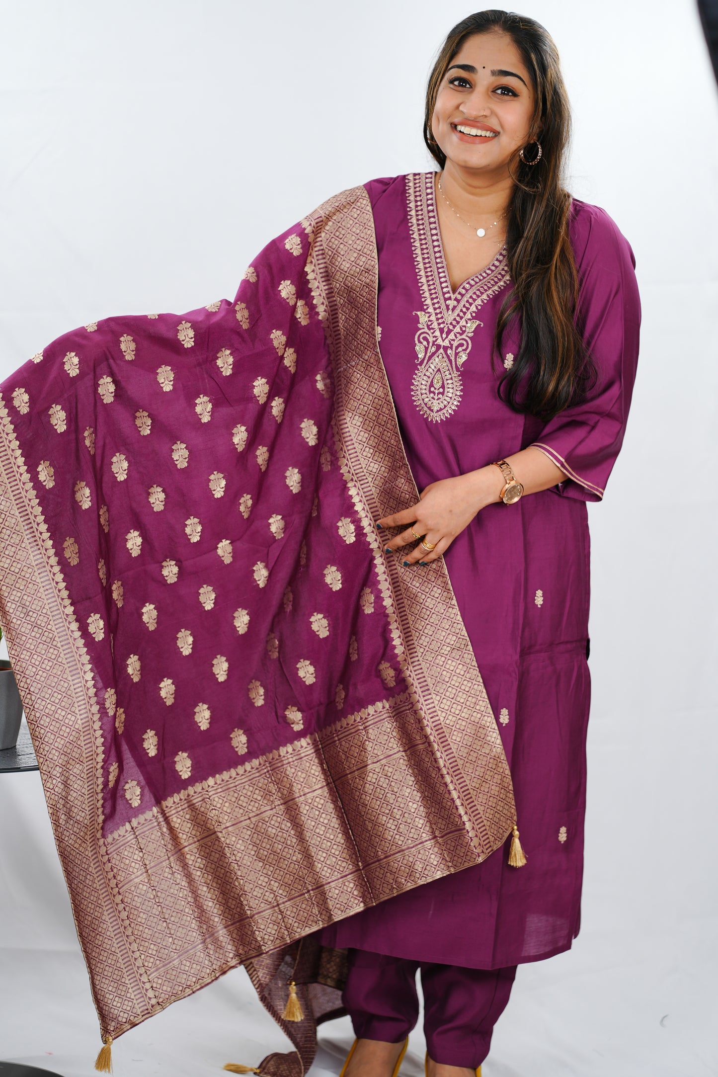 Kurti set with banarasi dupatta - (KER667)