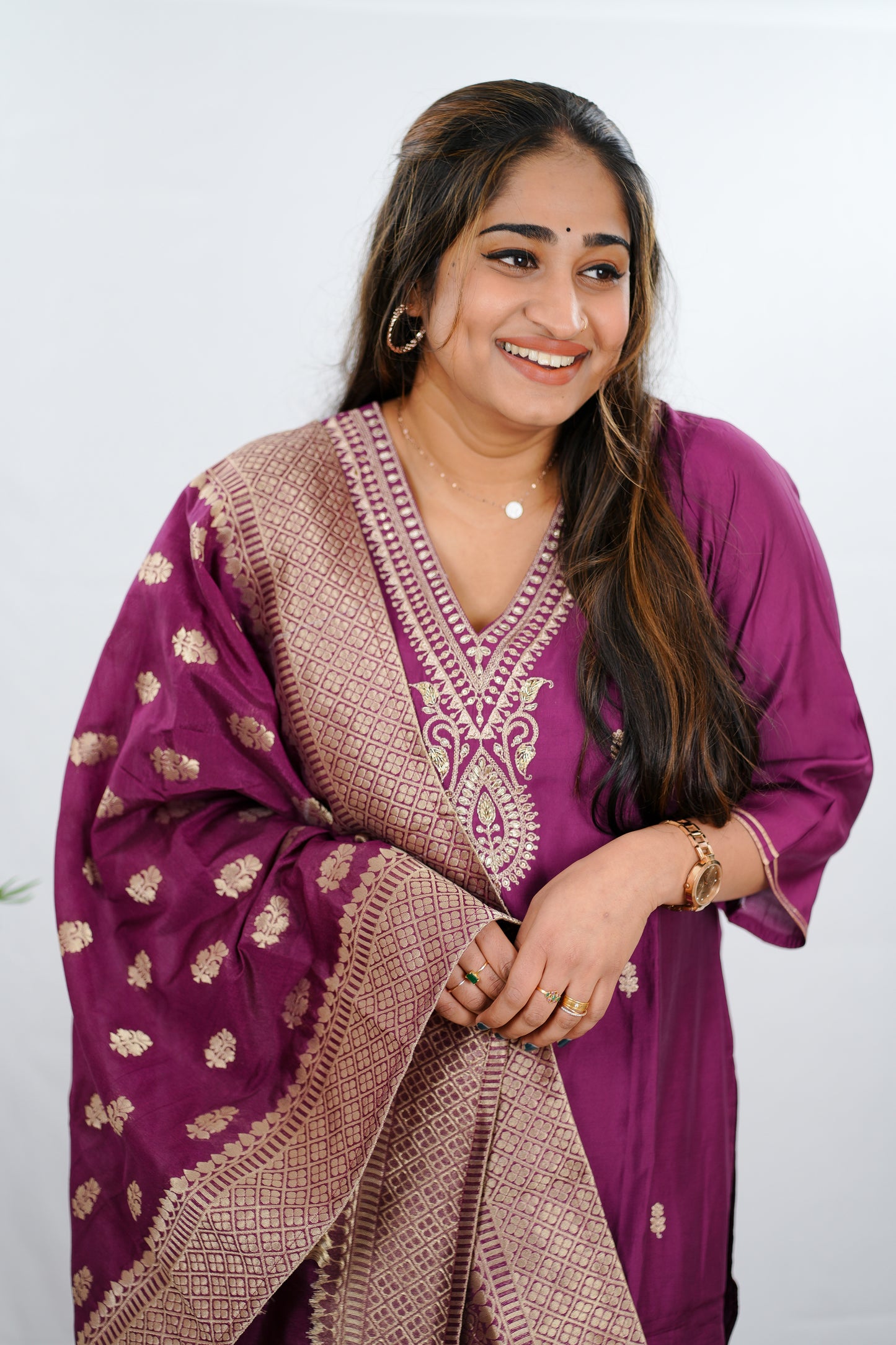 Kurti set with banarasi dupatta - (KER667)