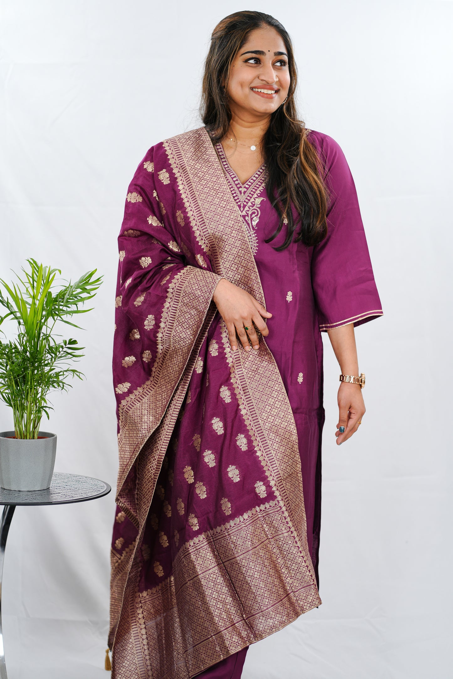 Kurti set with banarasi dupatta - (KER667)