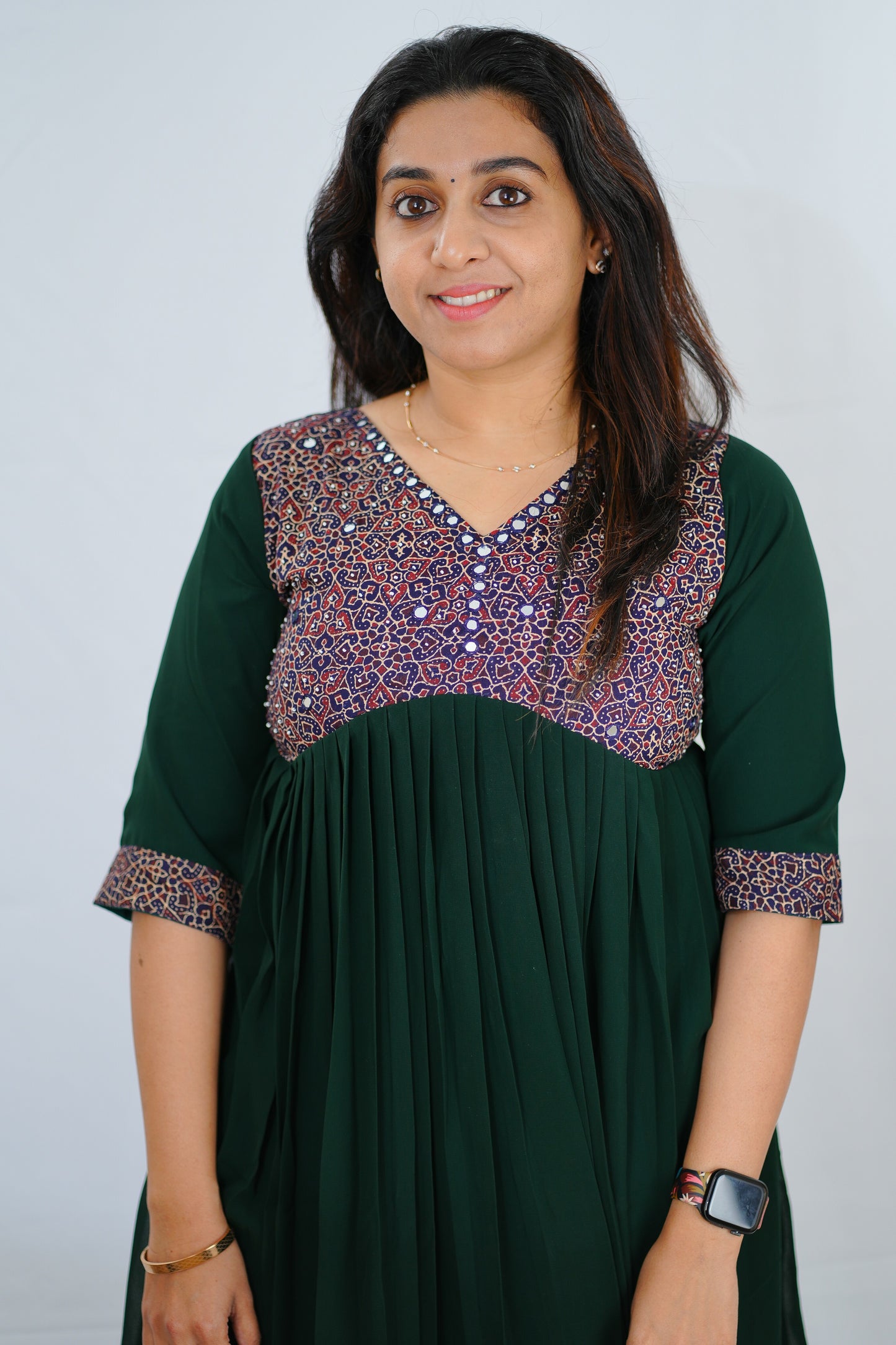 Stunning dark green kurti top - (Ker649)