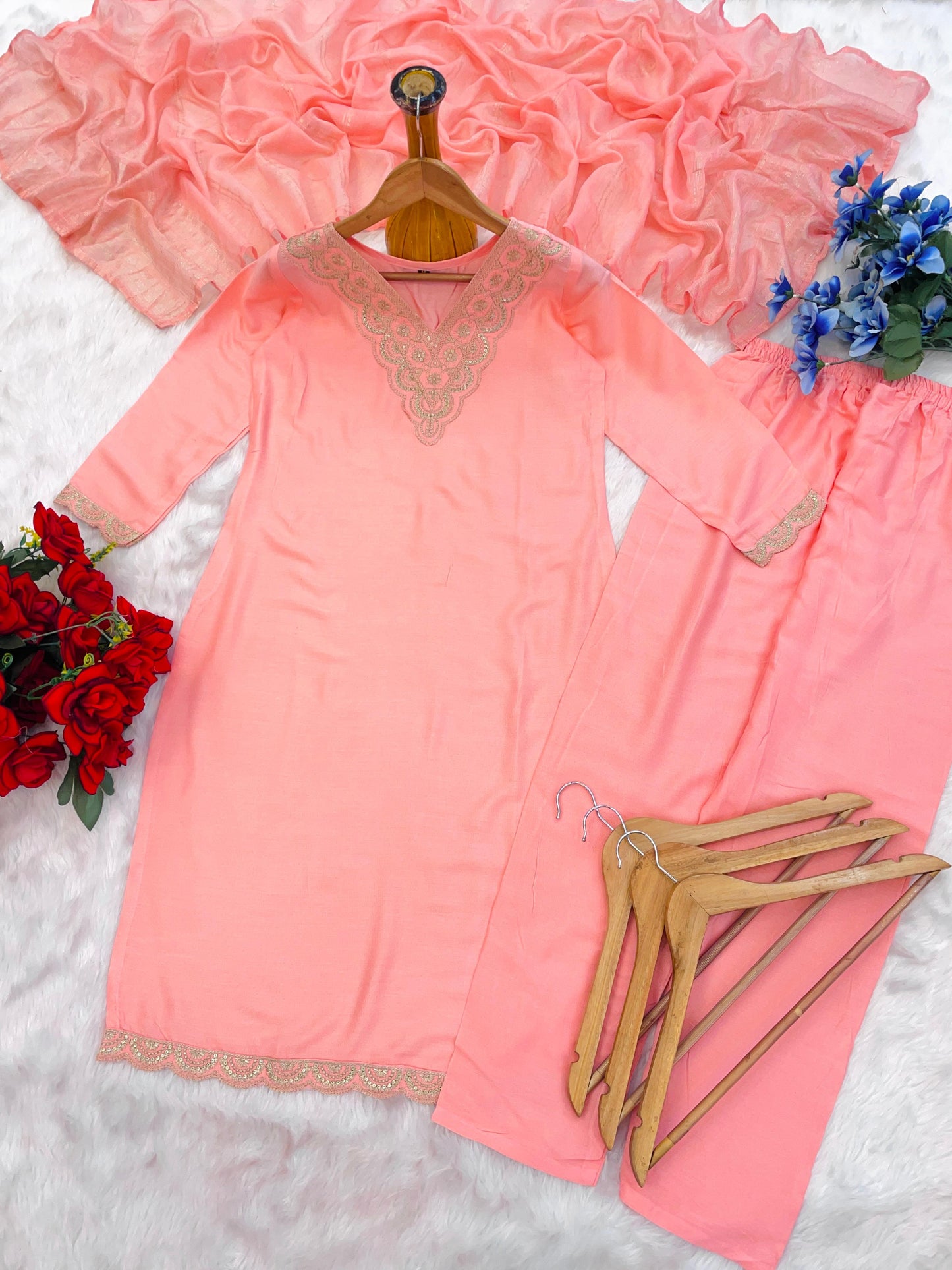 Dola Silk Kurti Set with embroidery (JN-2002)