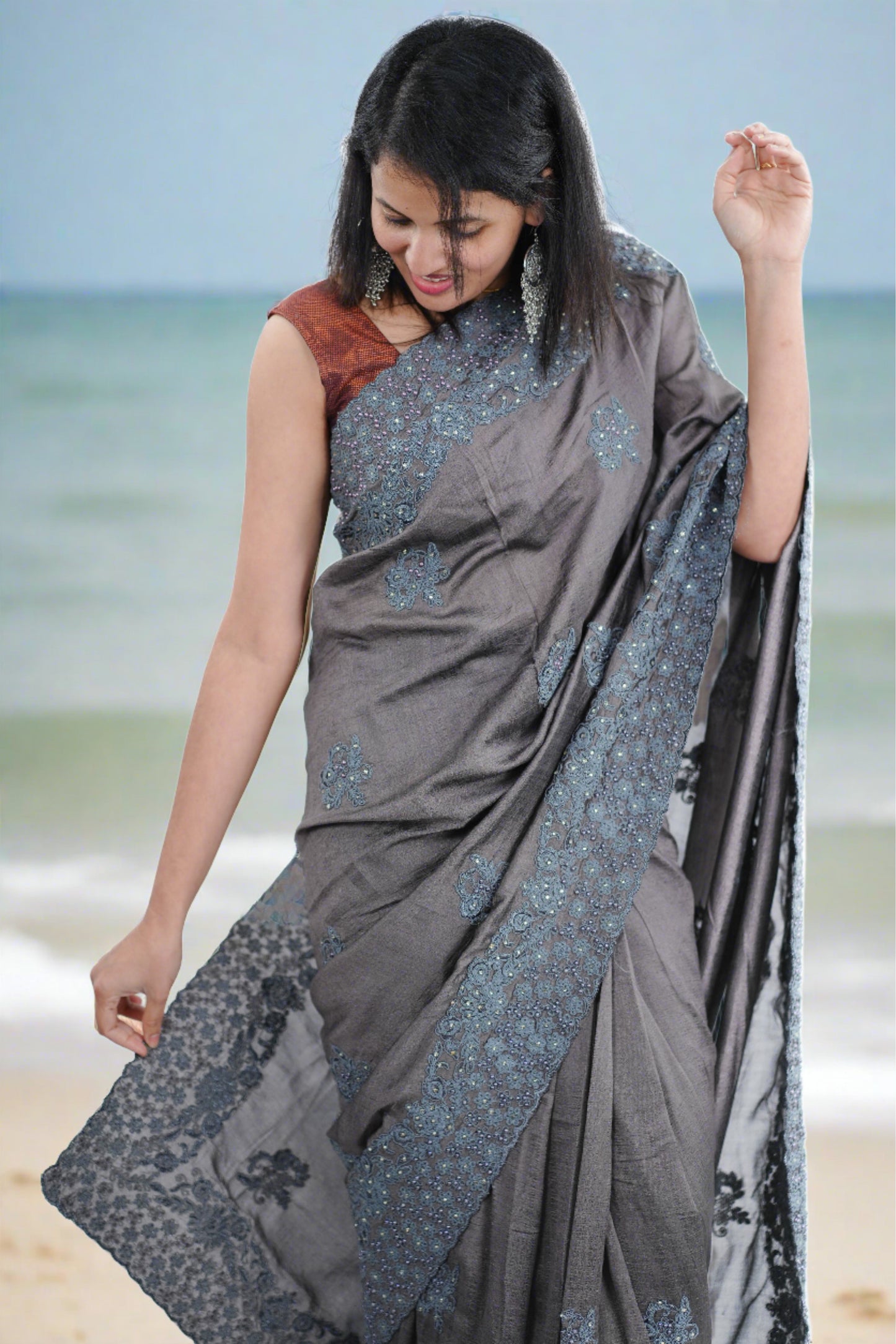 Crepe silk ready to wear saree (SAR140)