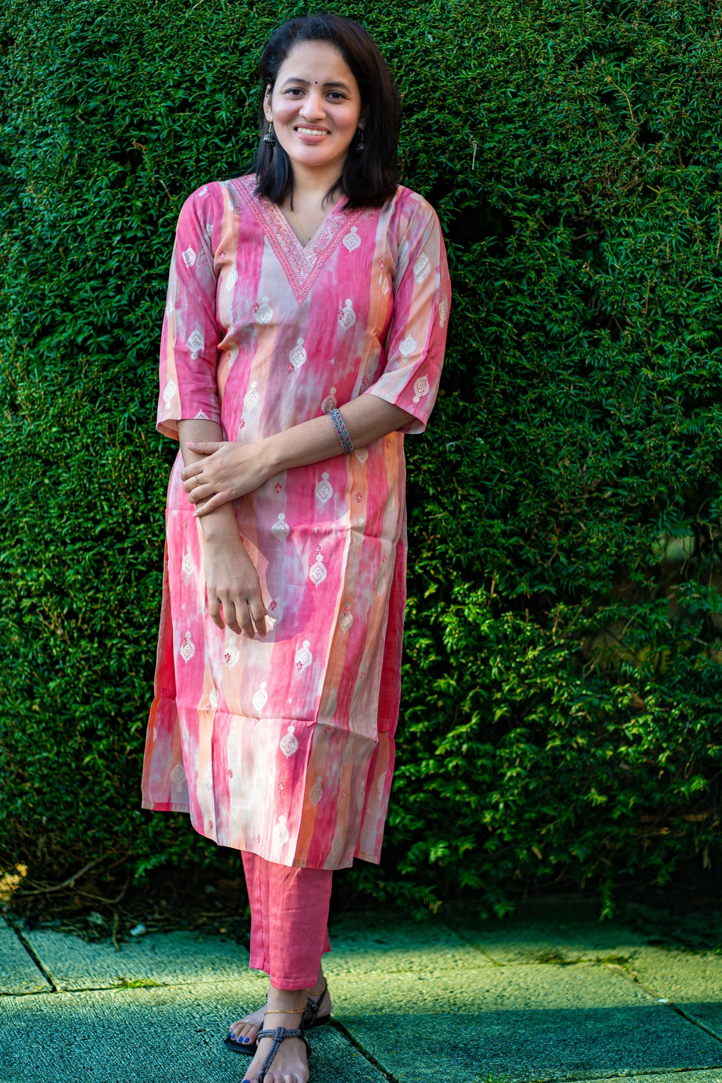 Cotton Kurti set in baby pink colour (KSH800)