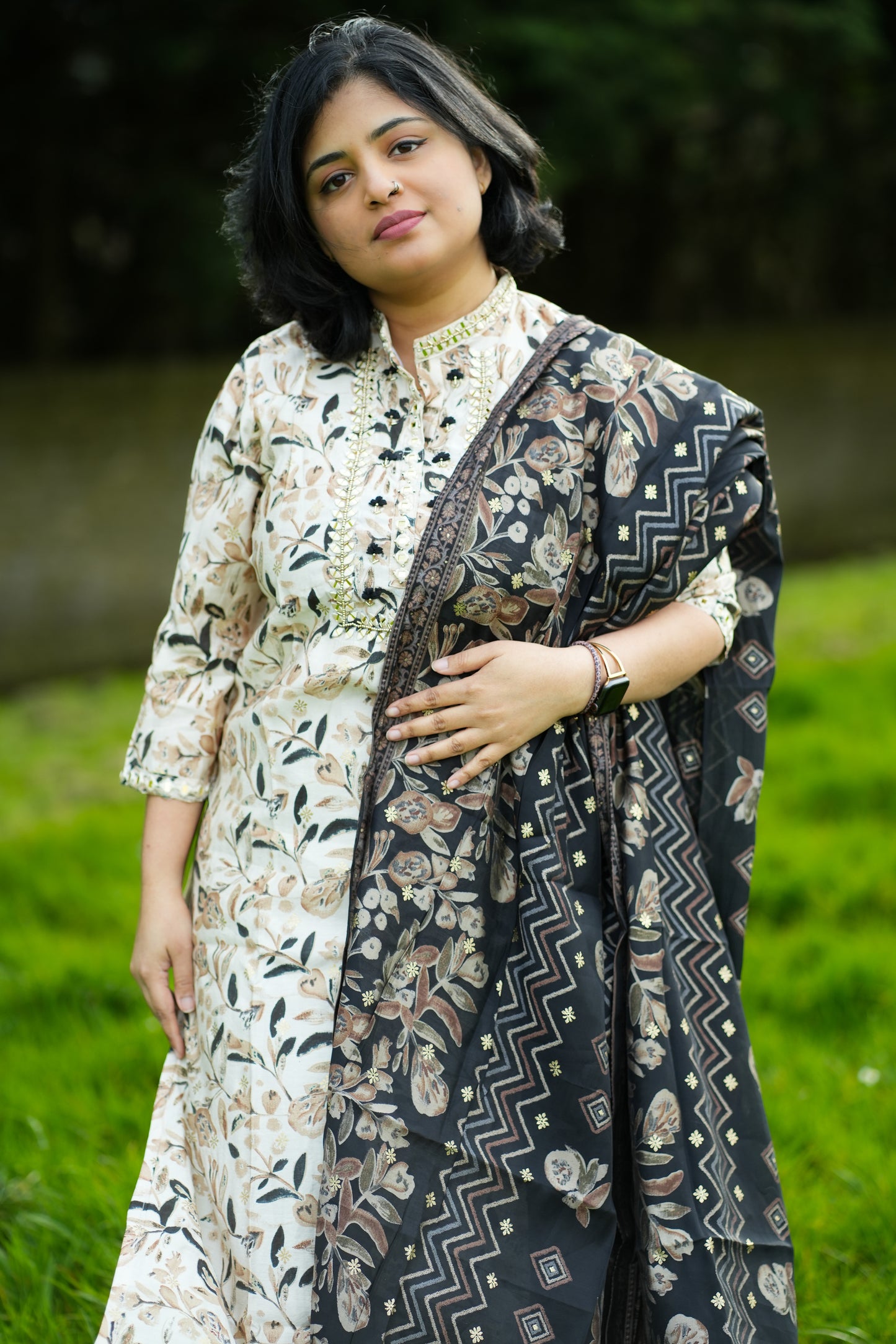 Cotton silk kurti set with handwork design (KSH-820)
