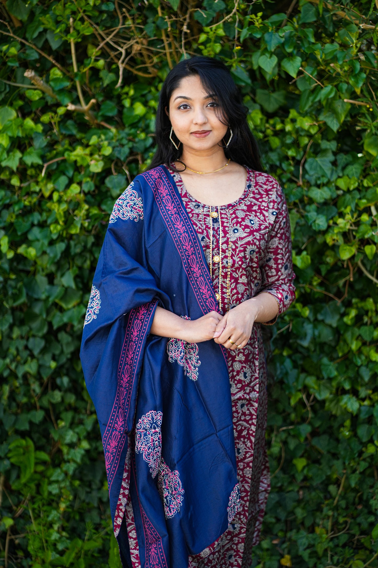 Premium cotton silk kurti set with ajrakh print (KSH847)