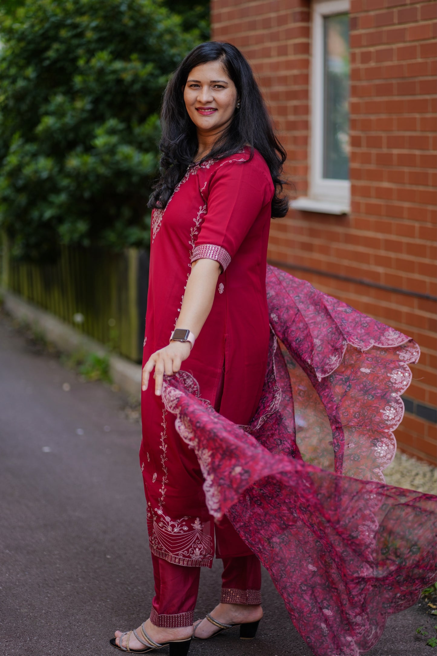 Georgette Kurti set in neckline embroidery (KER865)