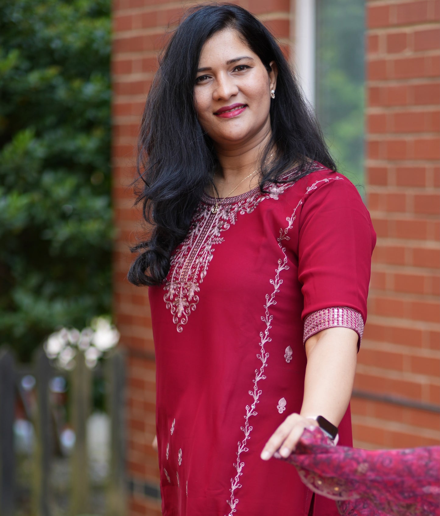 Georgette Kurti set in neckline embroidery (KER865)