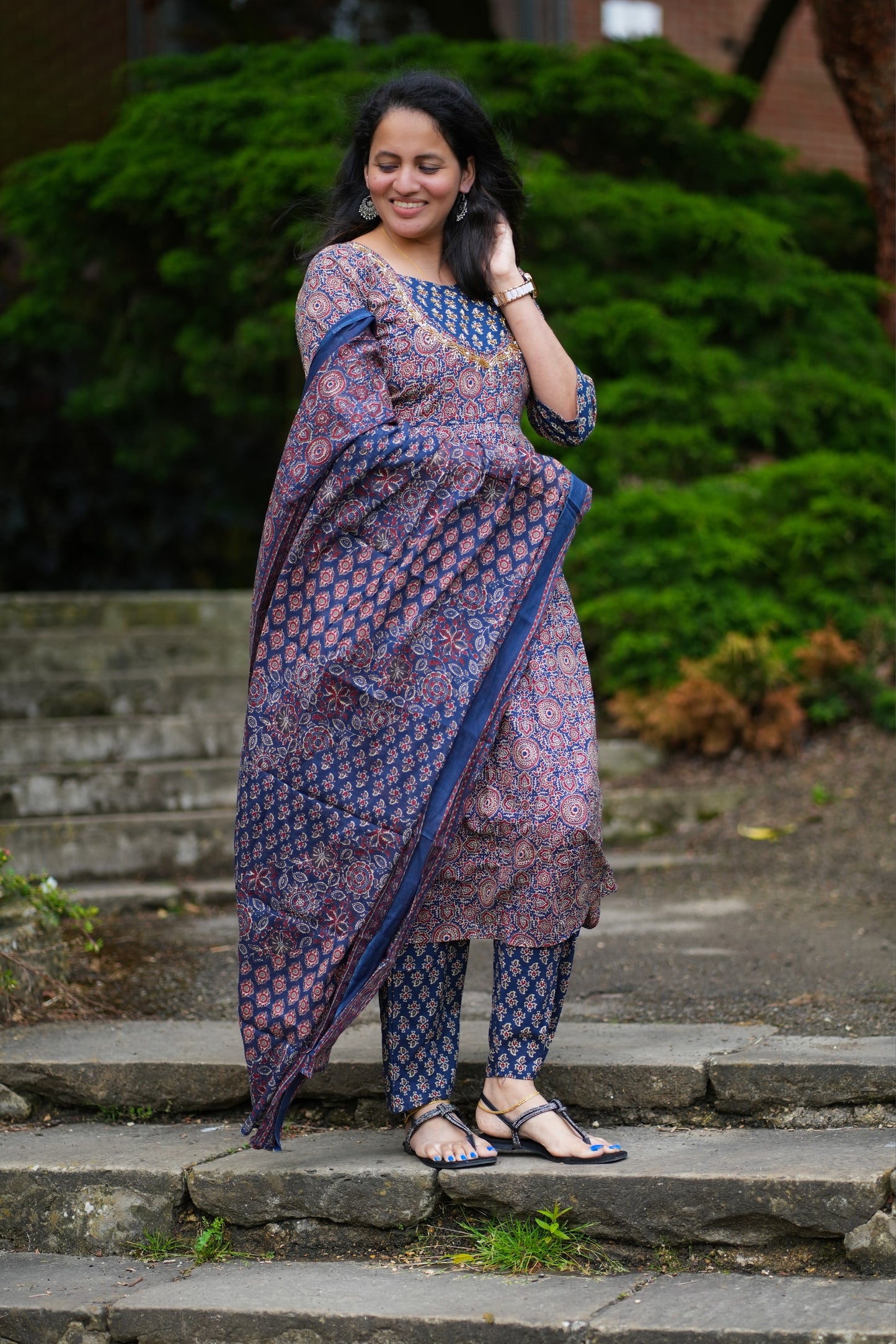 Premium cotton Kurti set with Ajrakh print( KER901)