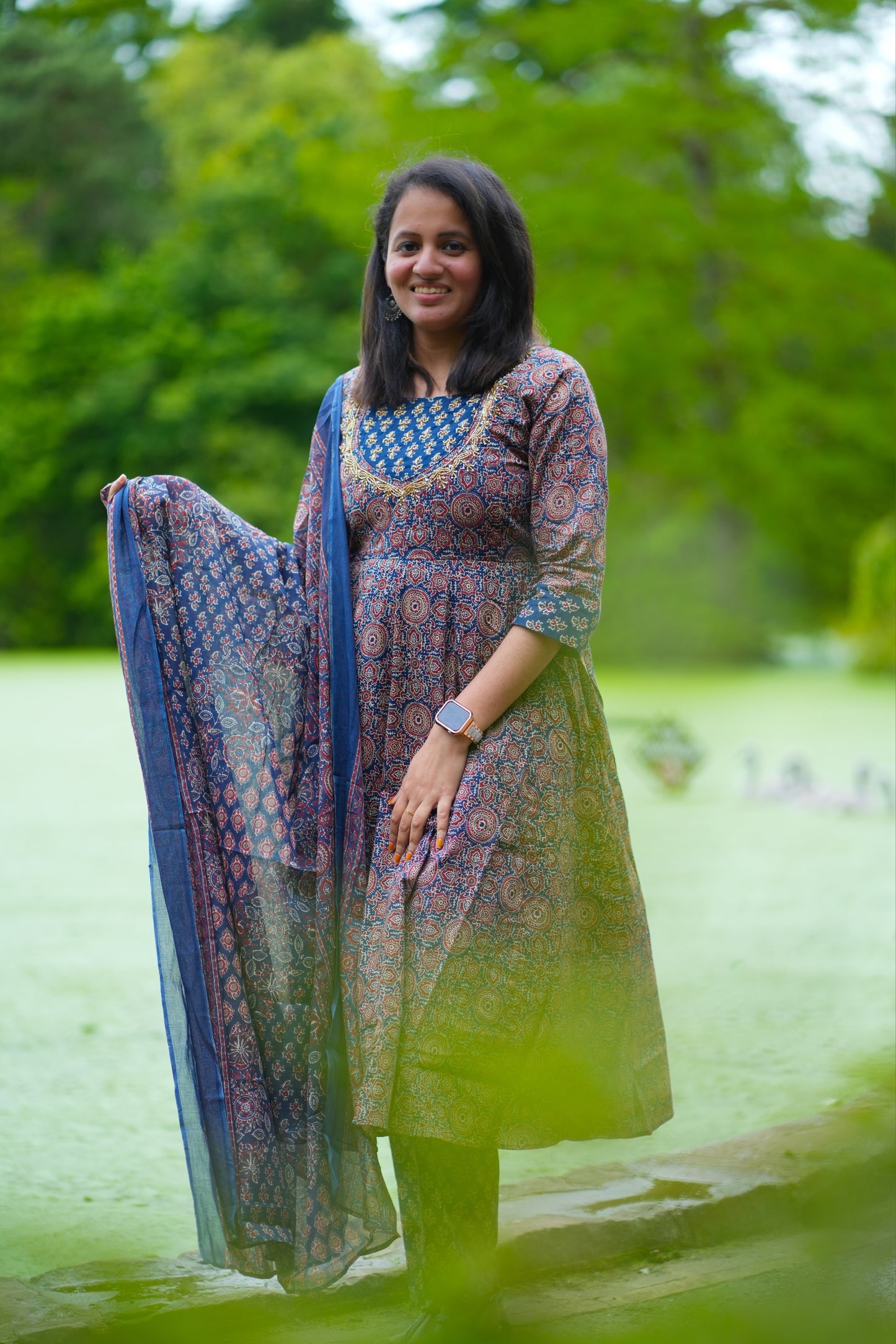 Premium cotton Kurti set with Ajrakh print( KER901)