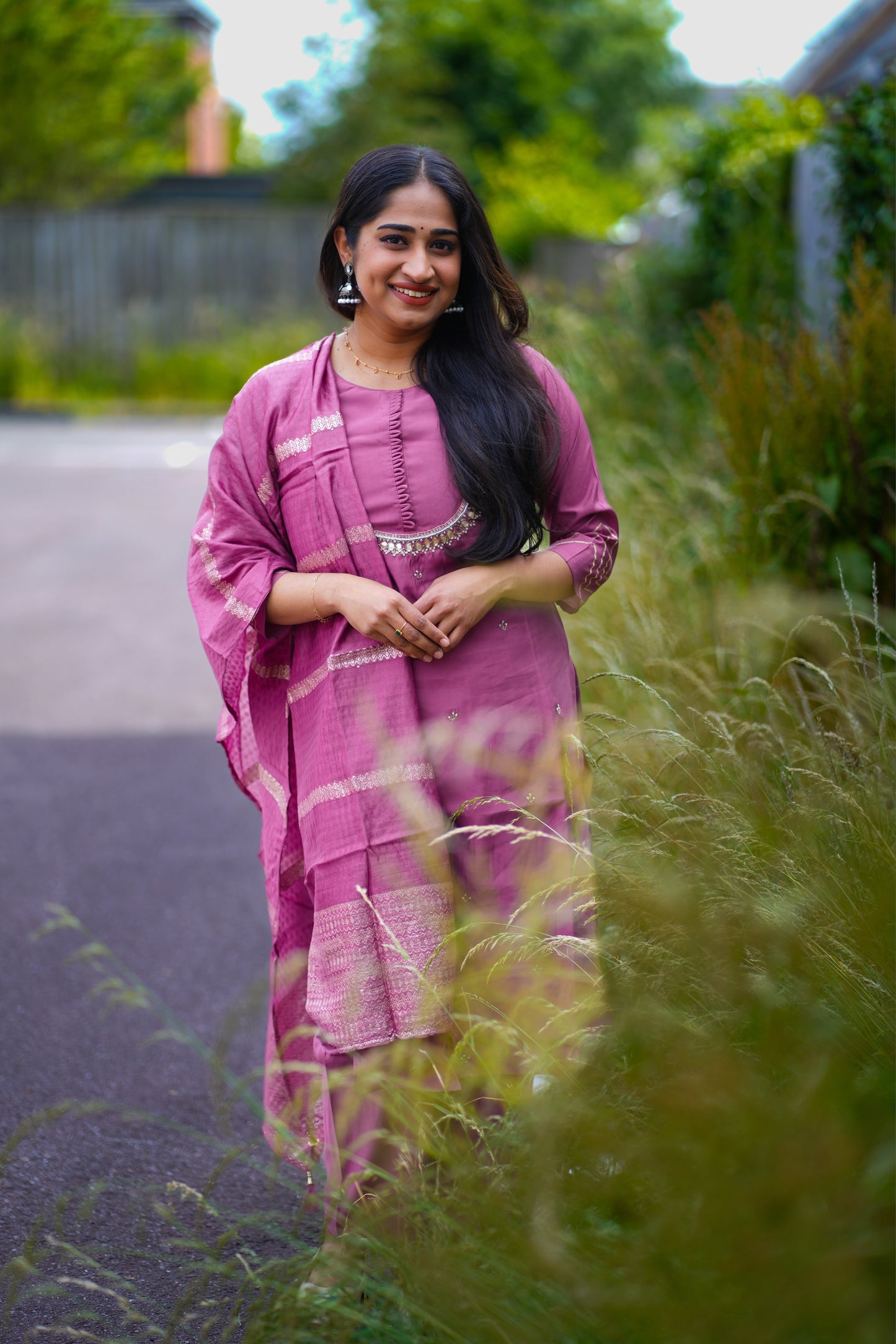 Silk fabric Kurti set with handwork(KSH1006)