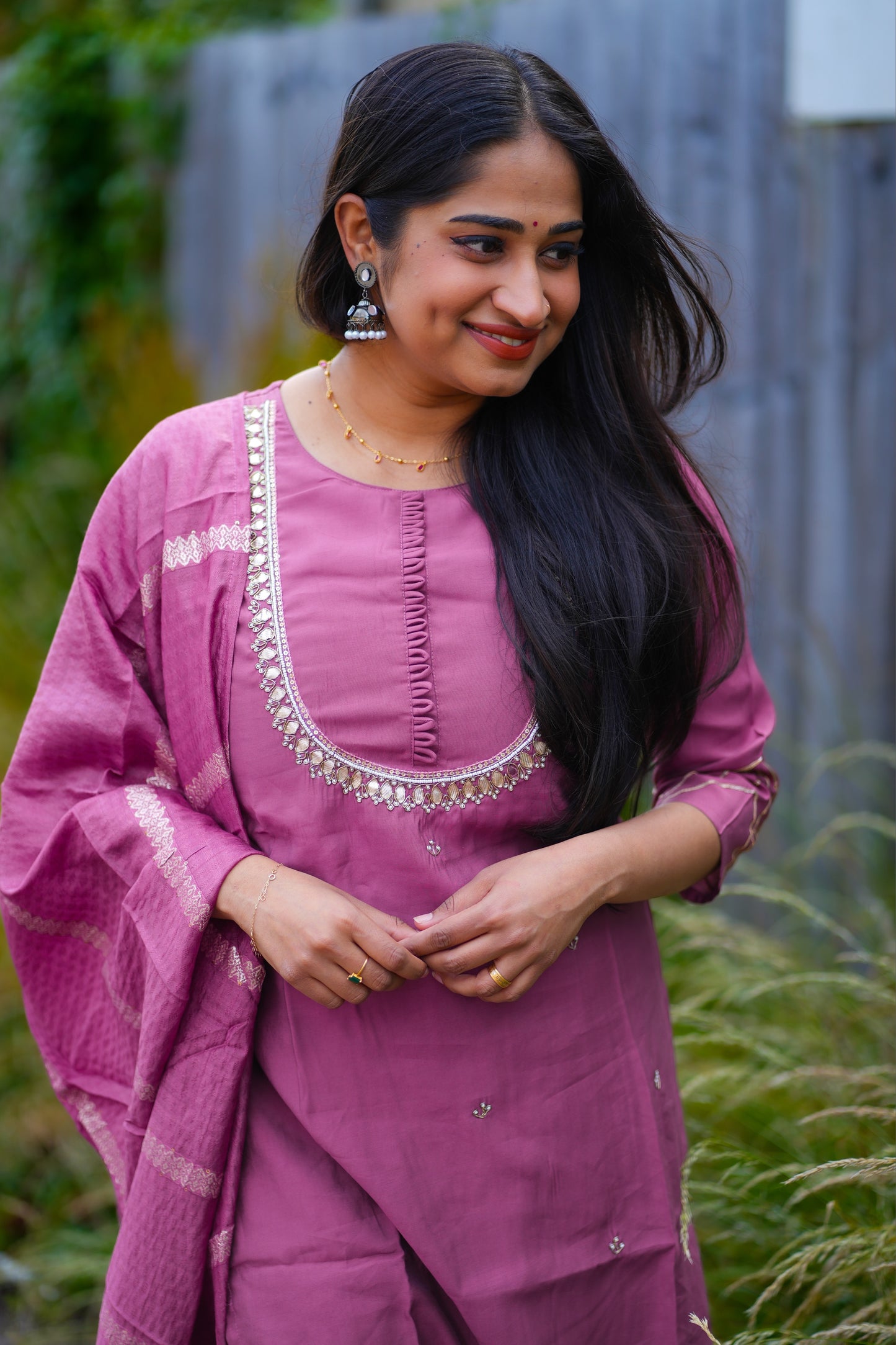 Silk fabric Kurti set with handwork(KSH1006)