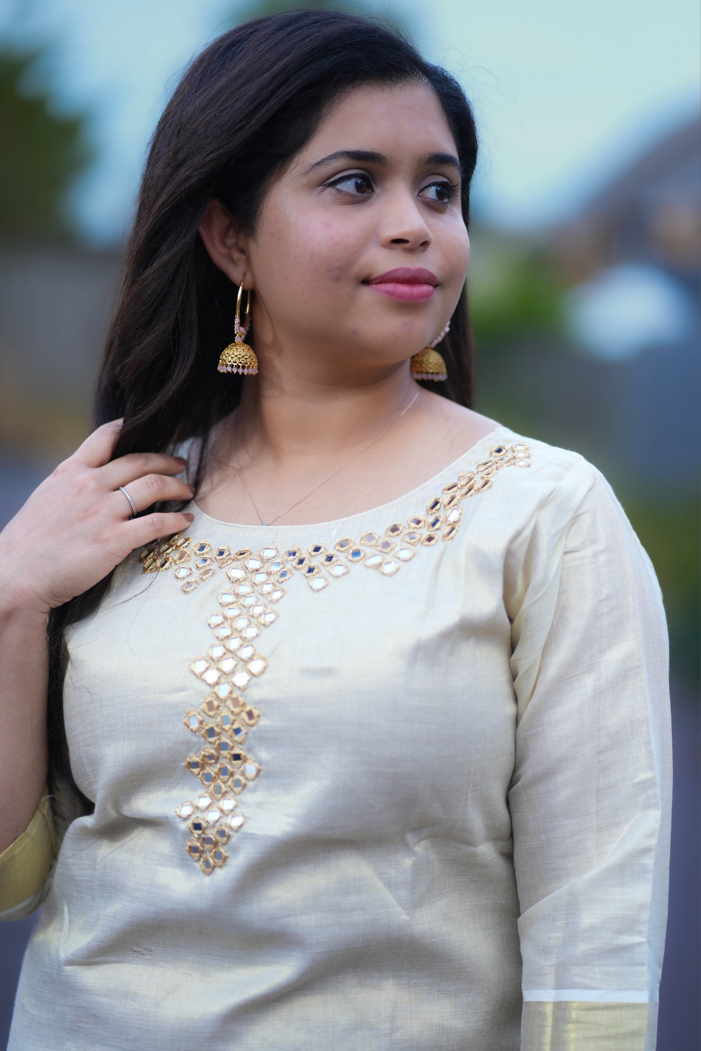 Golden colour Kasavu Kurti top(KER-1013)