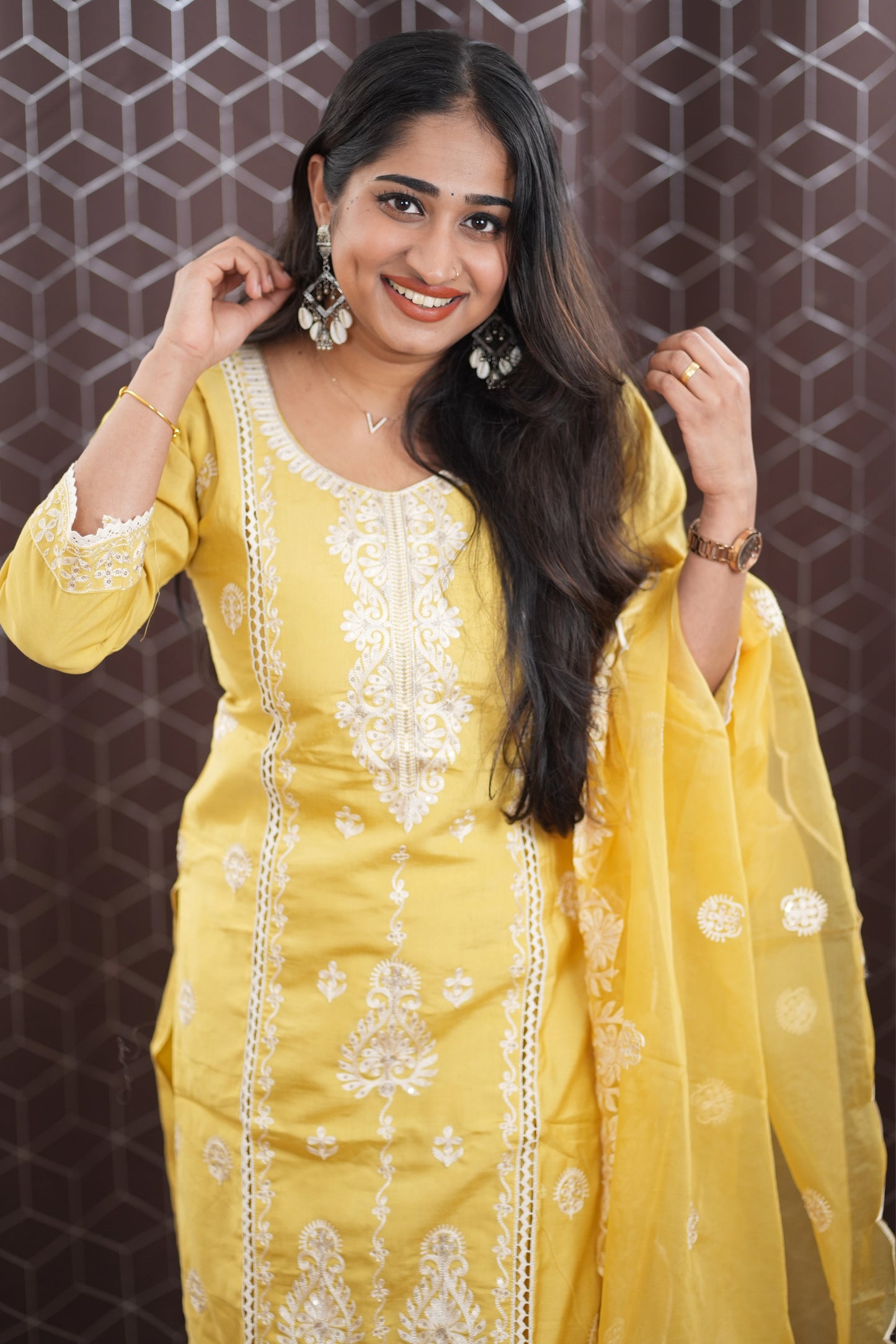 Kurti set in lovely shade of light yellow(KSH-1008)