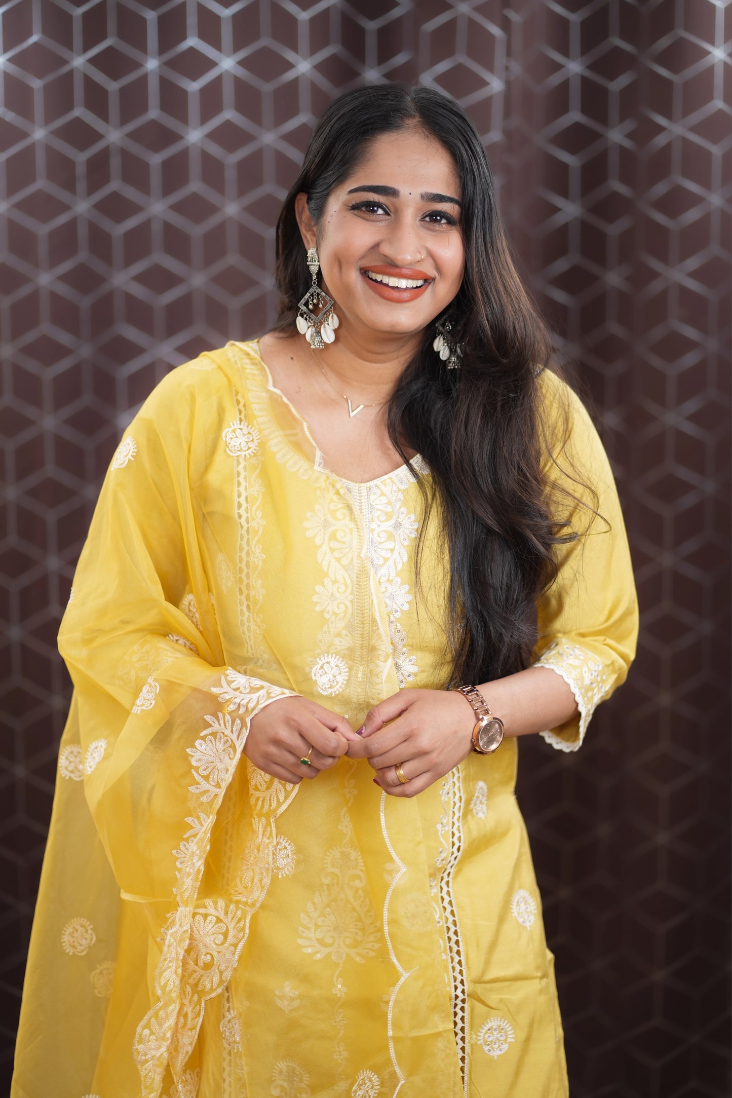 Kurti set in lovely shade of light yellow(KSH-1008)