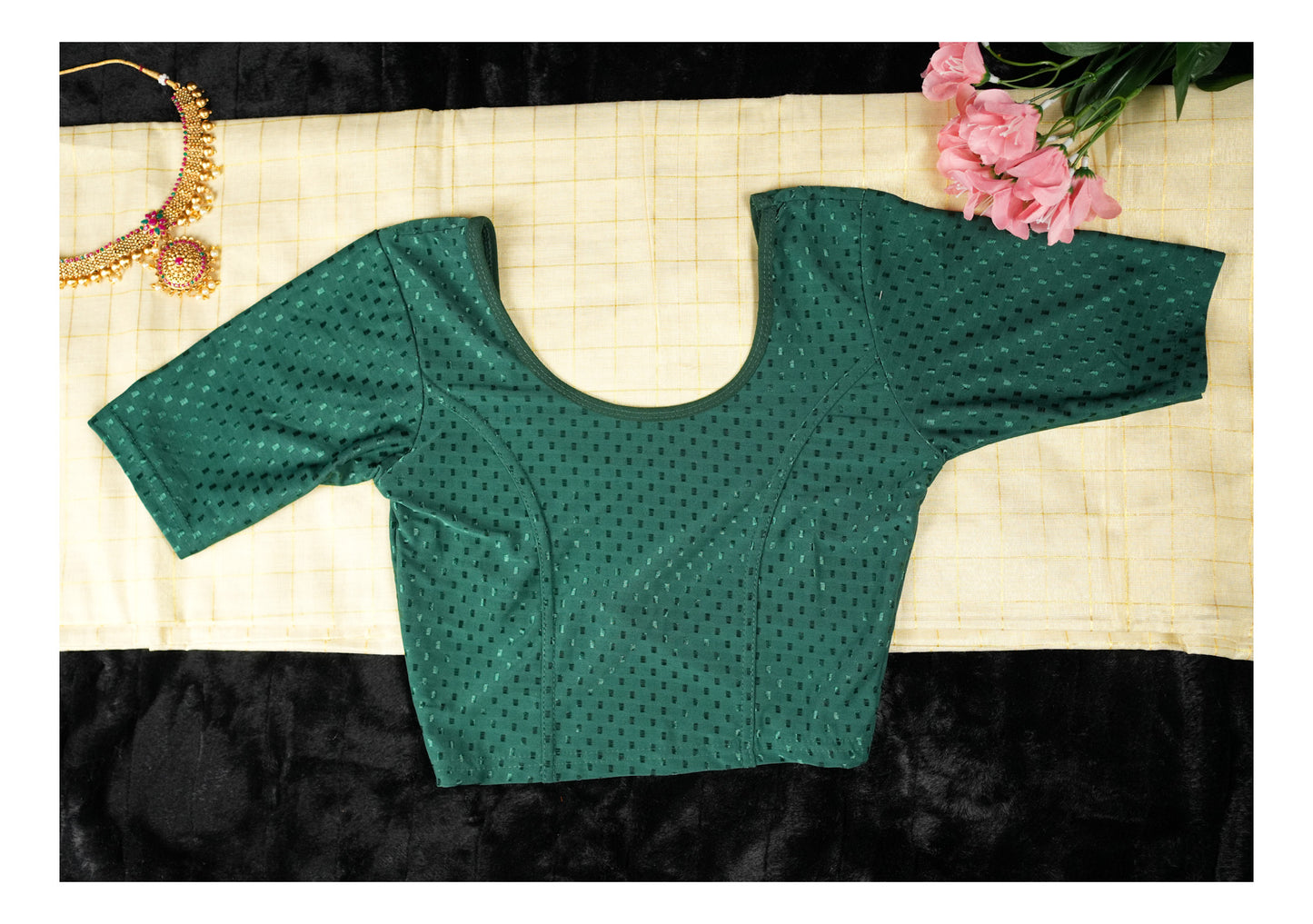 Stretchable blouse in Green colour (Code:B13)
