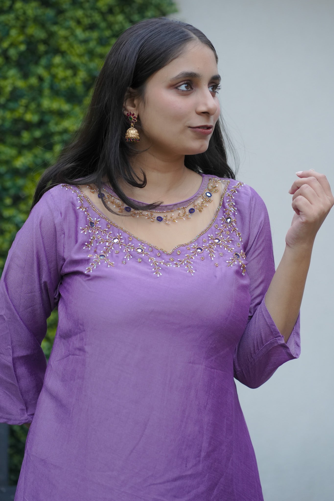 Elegant kurti top with mirror and net work(KER-1178)