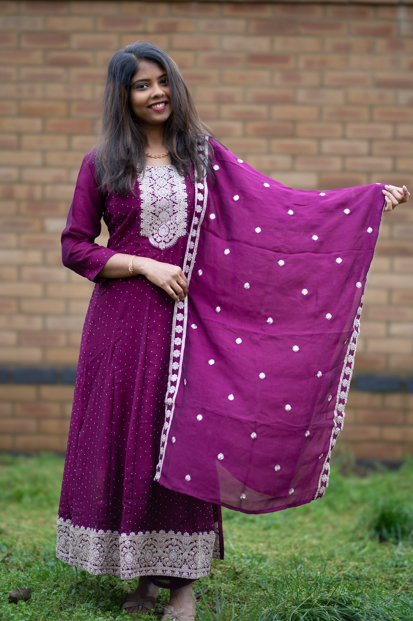 Wine Red Embroidered Salwar Suit with Dupatta – Elegant Festive Wear (KSh-1204)