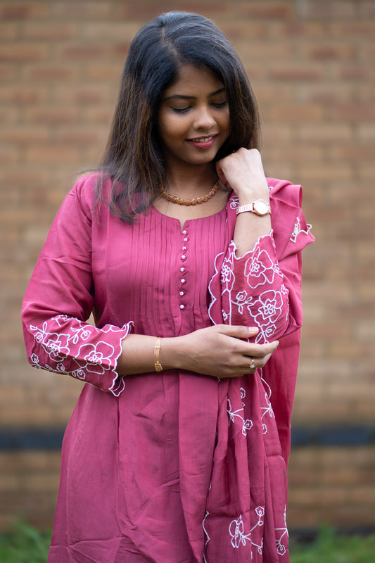 Maroon Embroidered Salwar Suit with Dupatta (KSH-1203)