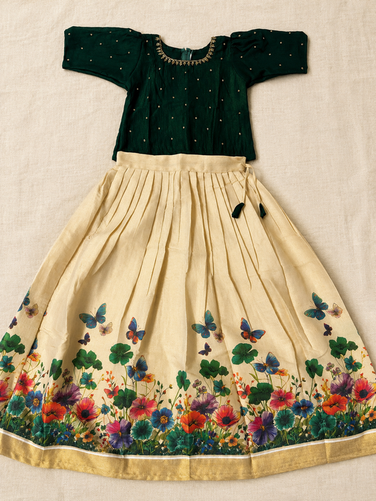 Girls Vichitra Silk top & Skirt (Age 13- 16 years)
