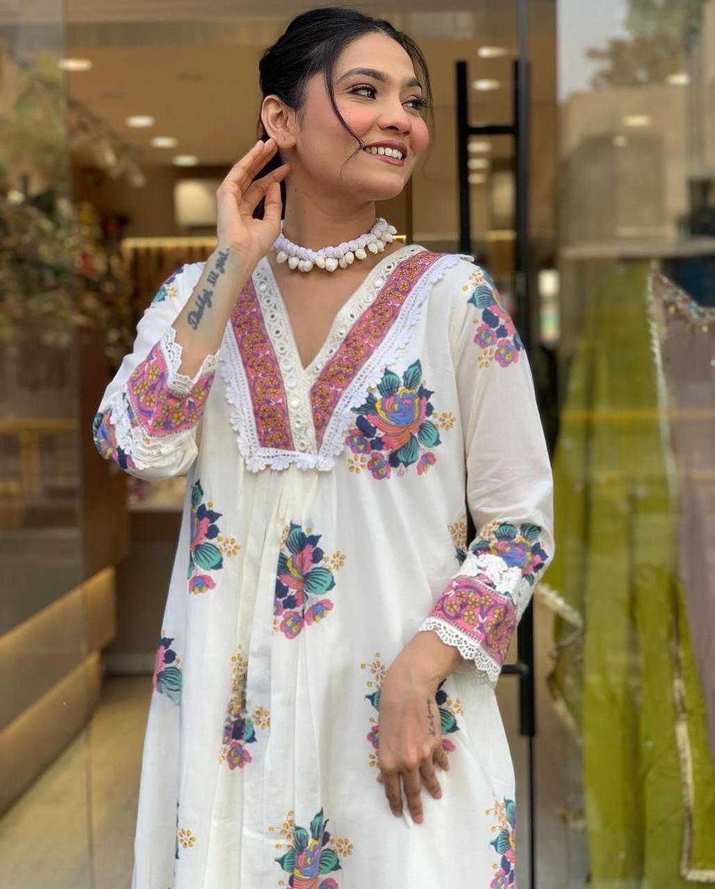 Premium cotton Kurti set with digital print (JN-1012)