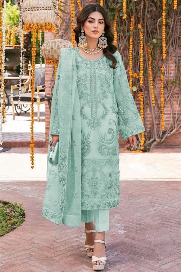 Gorgeous Party wear in Organza with embroidery