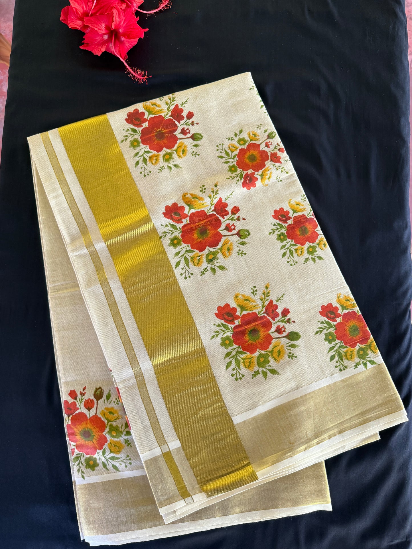 Premium Floral Tissue Kasavu Saree(SAR-1161)