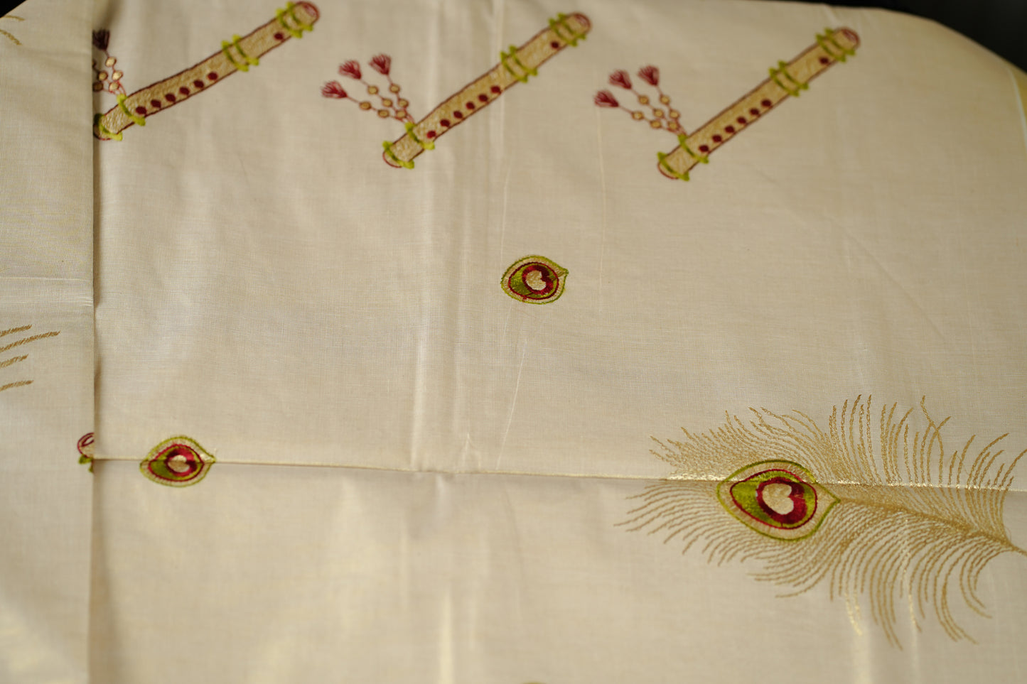 Elegant golden tissue saree with embroidery - SAR122
