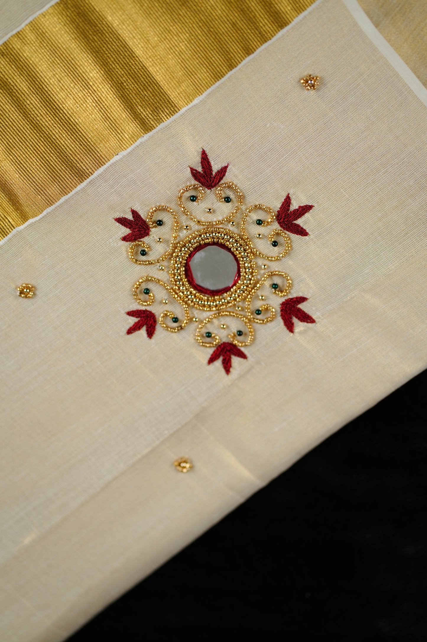 Tissue kasavu saree with contrast blouse - (SAR126)