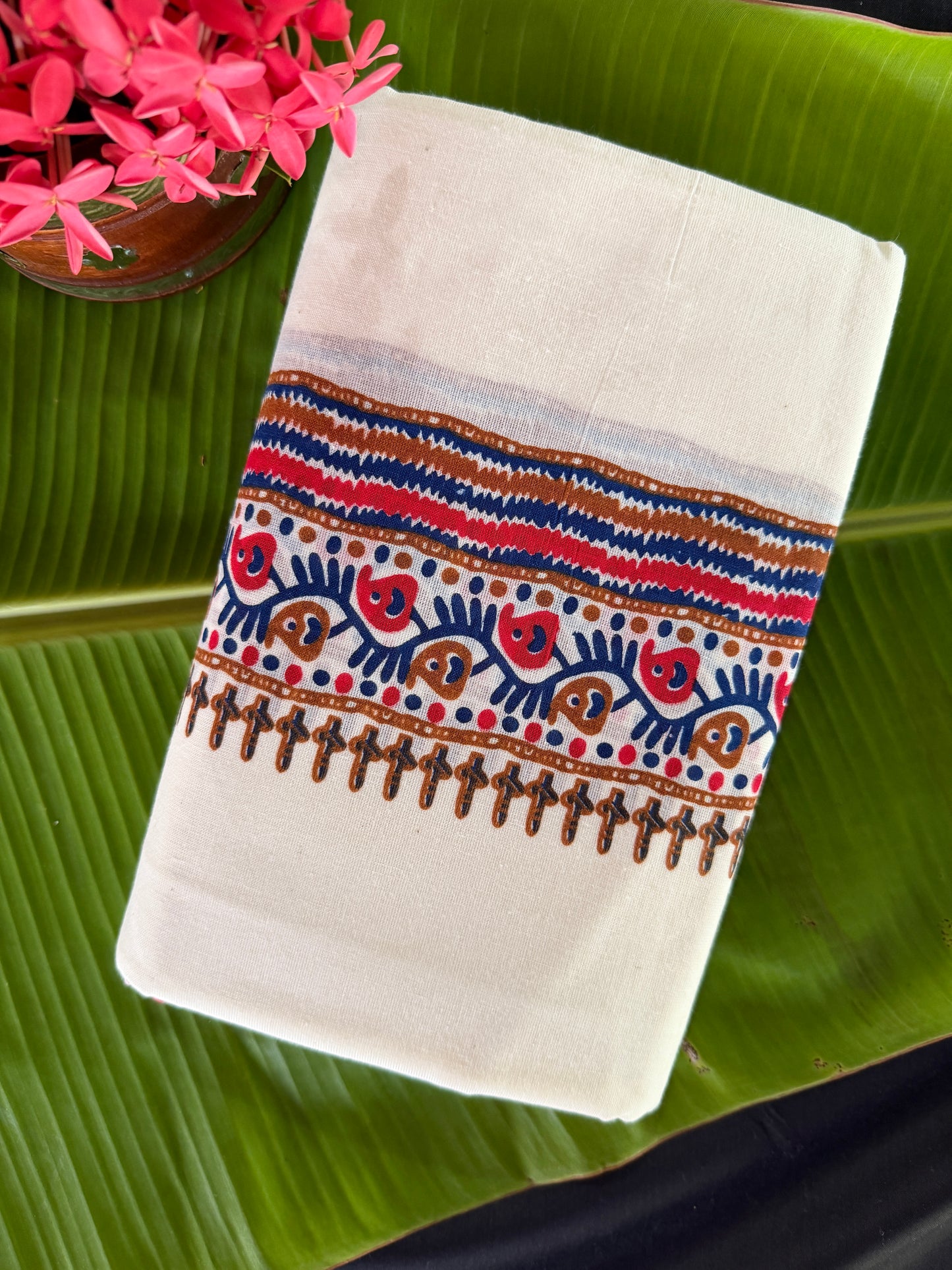 Premium Kerala cotton set mundu with blouse (SM-273)