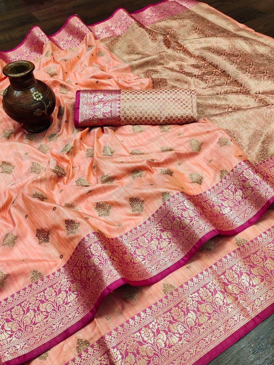 Soft Silk belnd saree with Zari motifs (JN-2020)