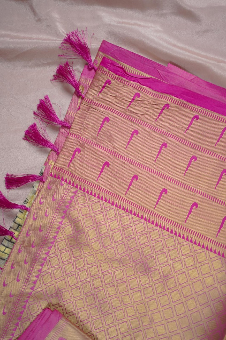 Elegant Banarasi Silk Saree in Green & Pink (SAR-1137)