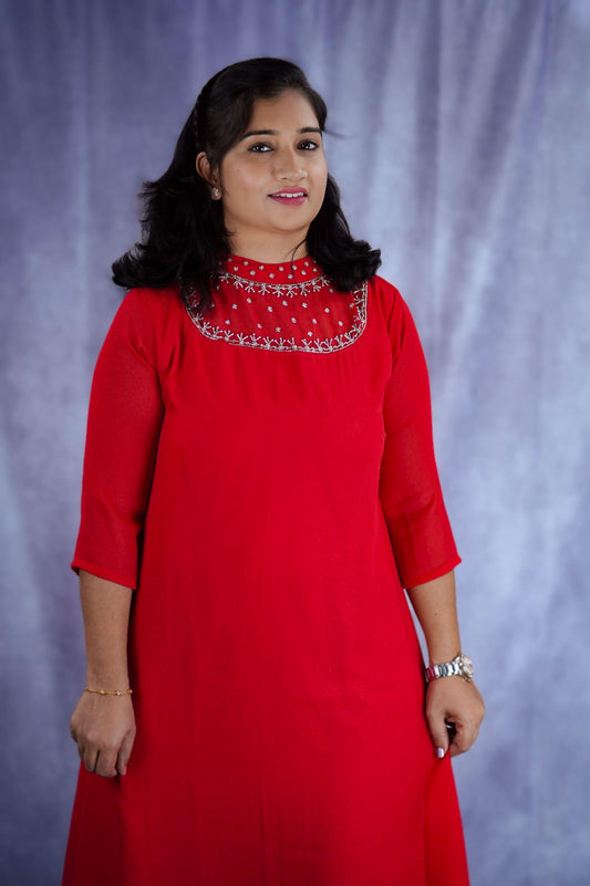 Georgette kurti top(KER-1124)