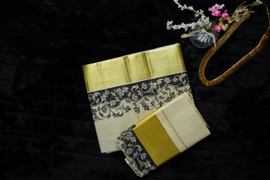 Golden kasavu set mundu (SM160)