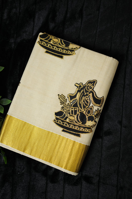 Tissue kasavu saree with Sri Krishna design(SAR-173)