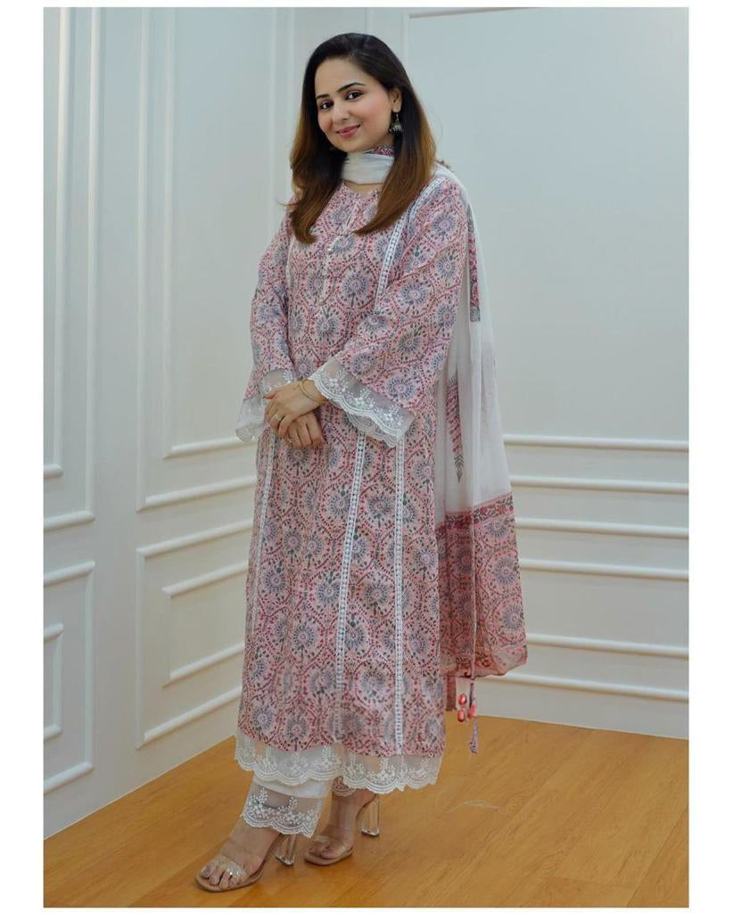 Pakistani A-line premium cotton suit(JN-1006)