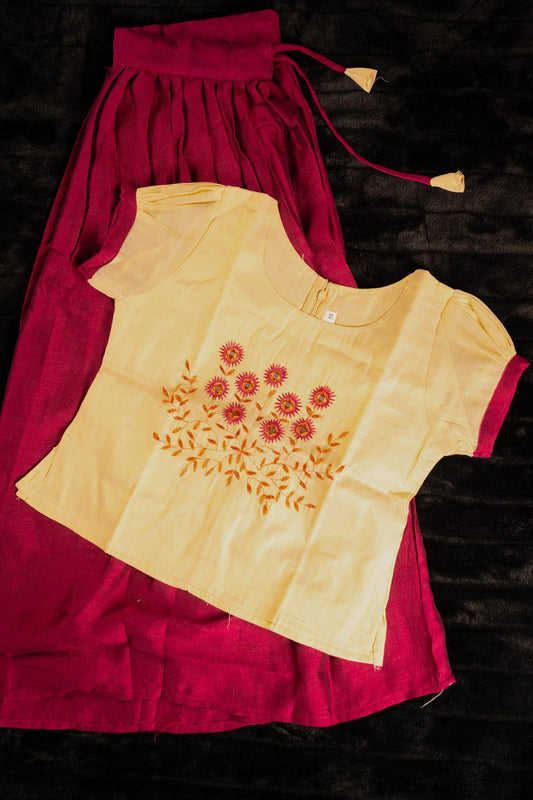 Festive Kids Skirt & Blouse for Onam(KCW125)