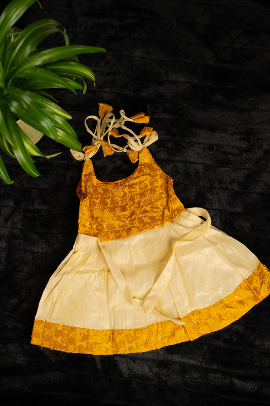Golden Elegance Kids Party Dress(KCW129)