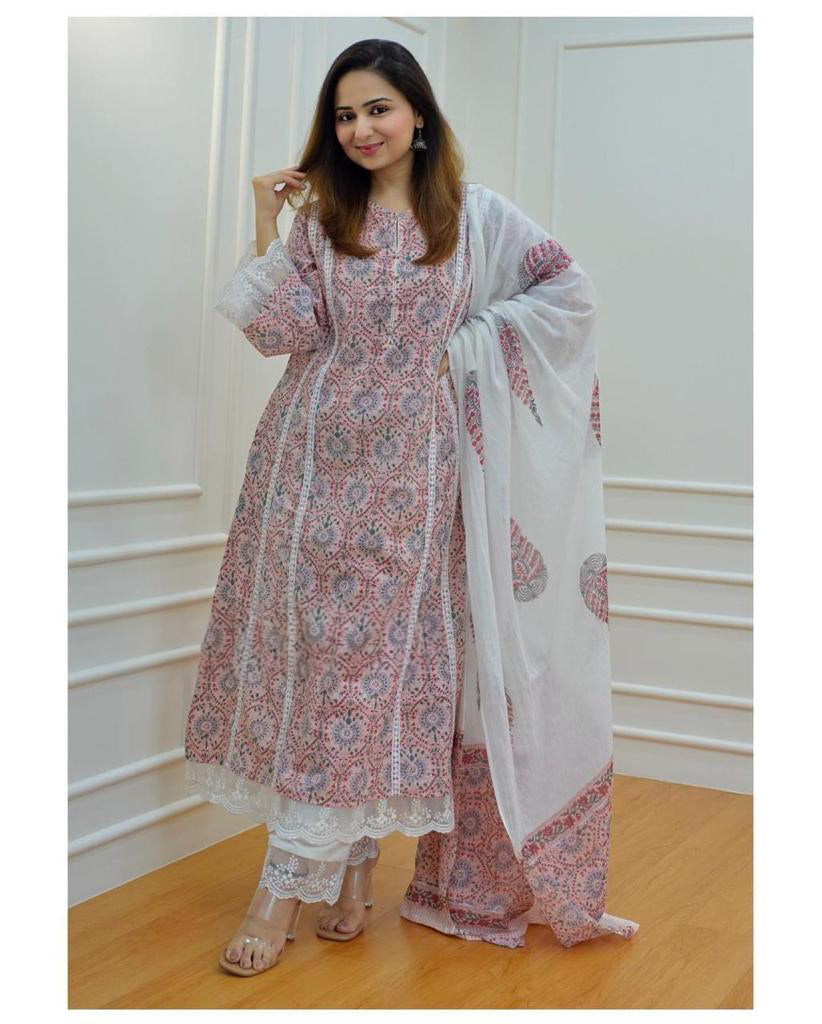 Pakistani A-line premium cotton suit(JN-1006)