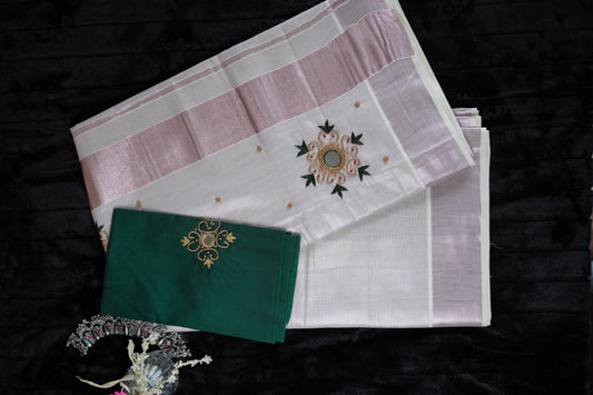 Rose gold kasavu saree(SAR165)