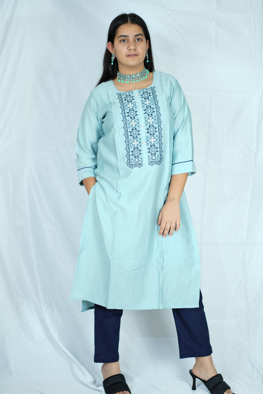 Trendy Blue Kurti Set (Kur-615)