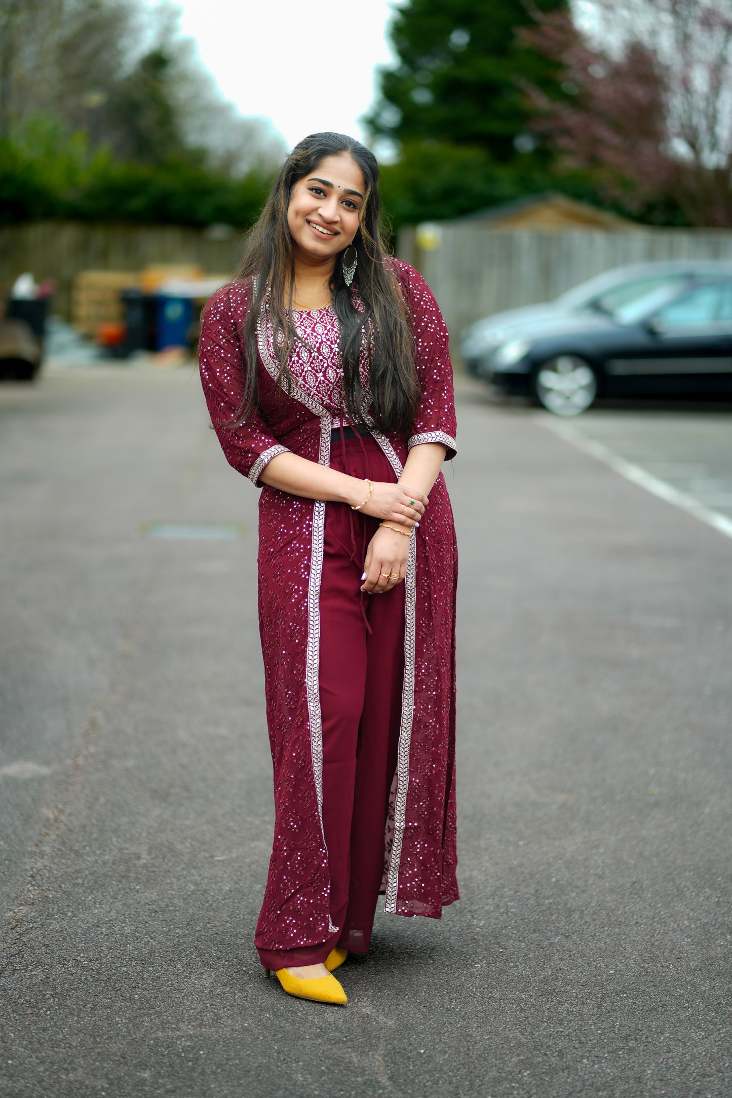 Georgette Party dress in Burgandy (KER786)