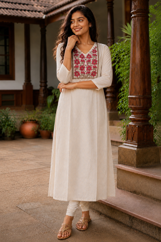 Premium Tissue Embroidered Kurta - (KER-1193)