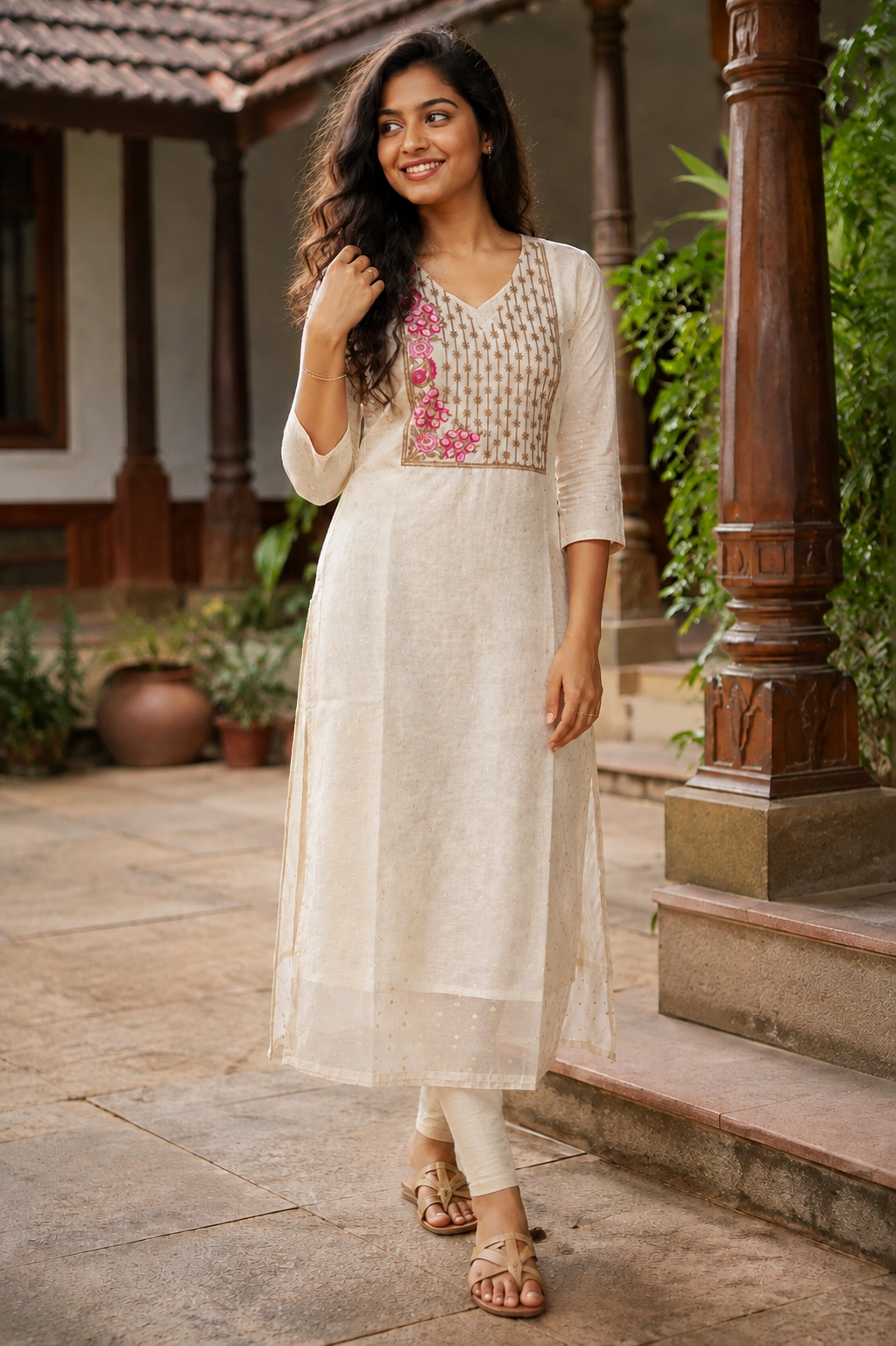 Premium Tissue Embroidered Kurta (KER-1221)
