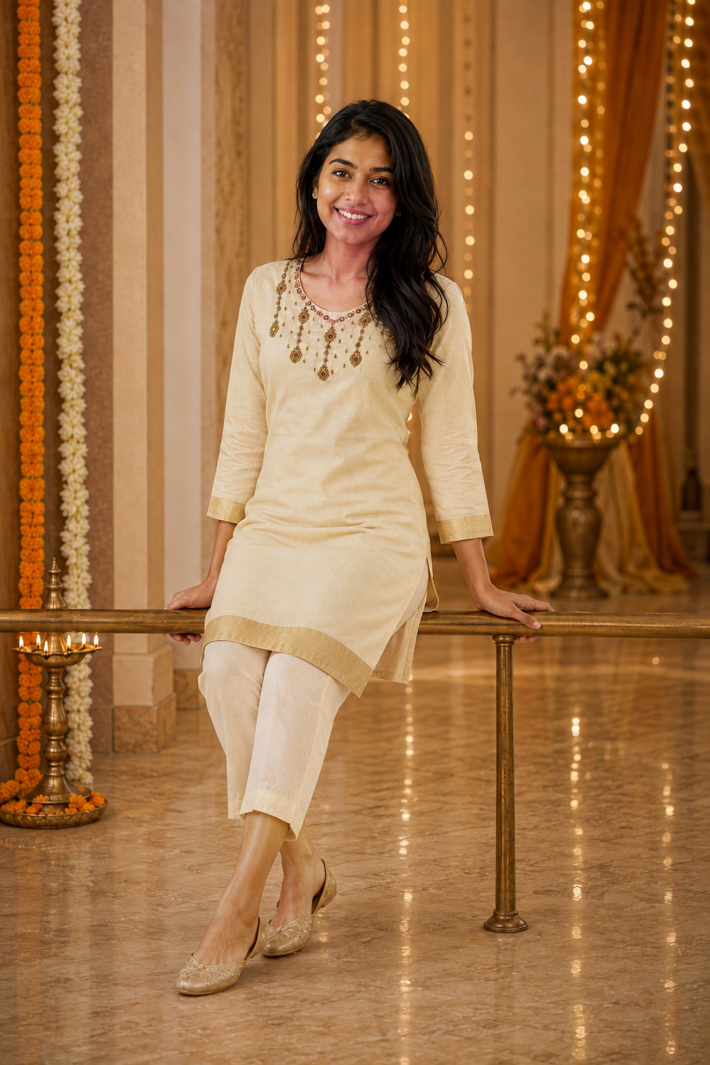 Premium Tissue Embroidered Kerala  Kurta (KER-1220) (Copy)