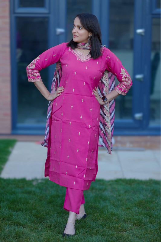 Roman silk kurti set(KC-1123)