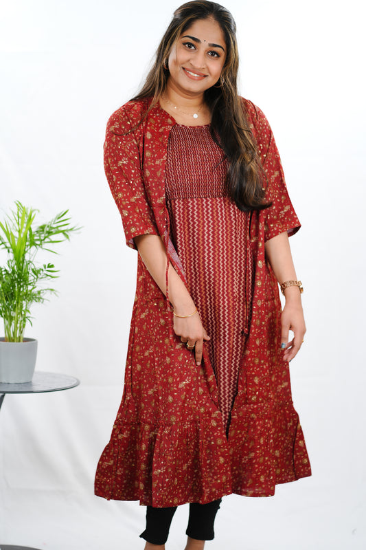 Kurti with matching Jacket - (Ker640)