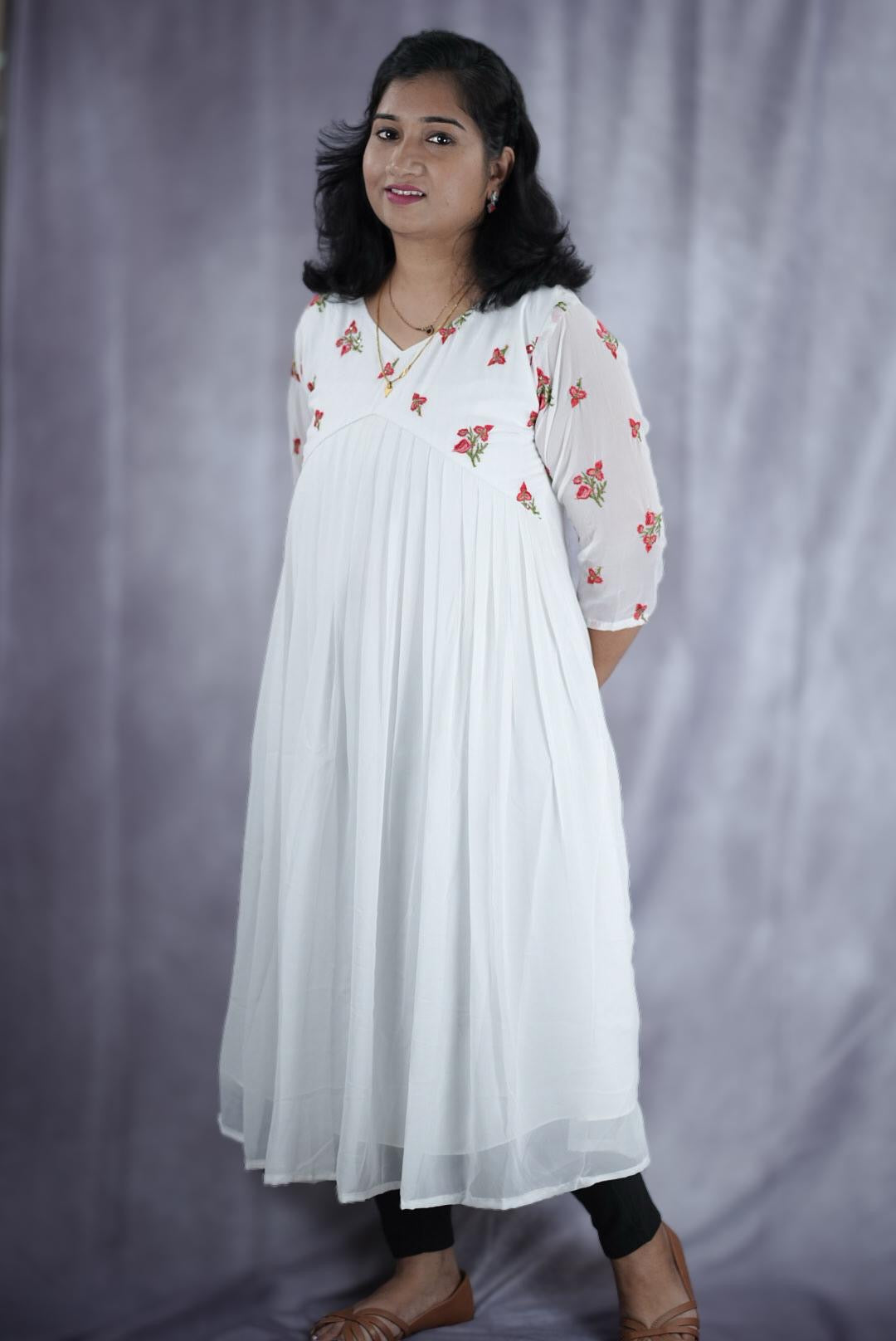 Stunning white Georgette kurti (KER-2010)