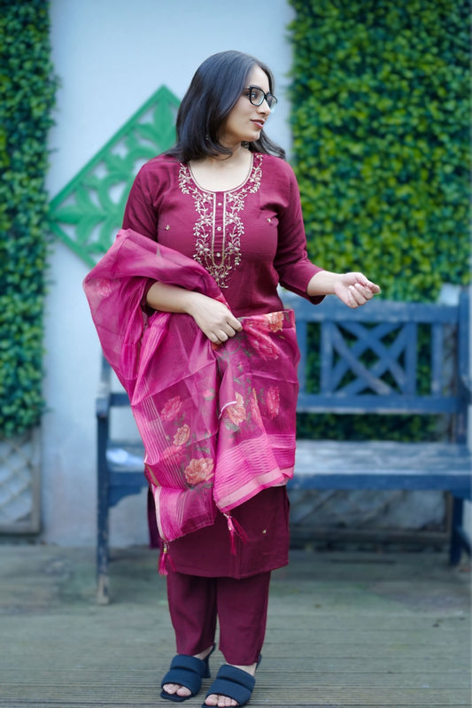 Roman silk kurti set (KER-1109)