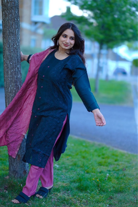 Cotton Silk Kurti Set(KER-1097)